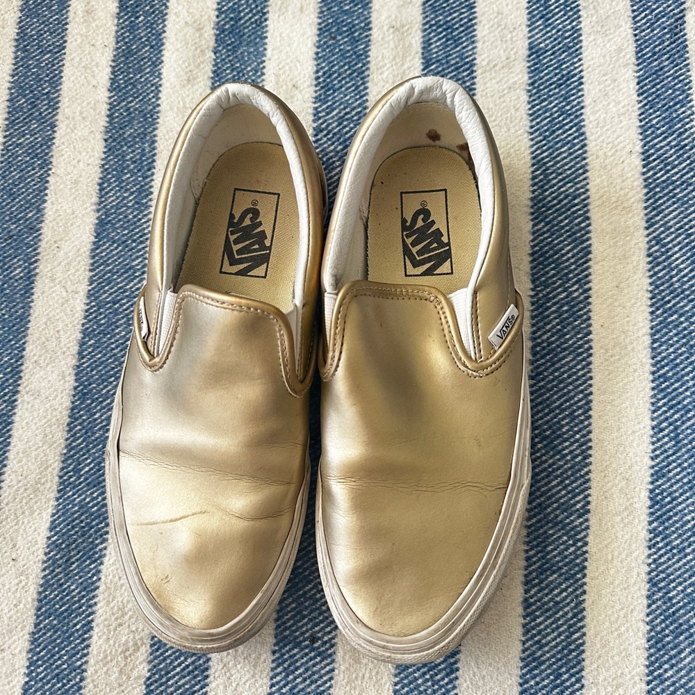 Vans Metallic Gold Slip-On Shoes